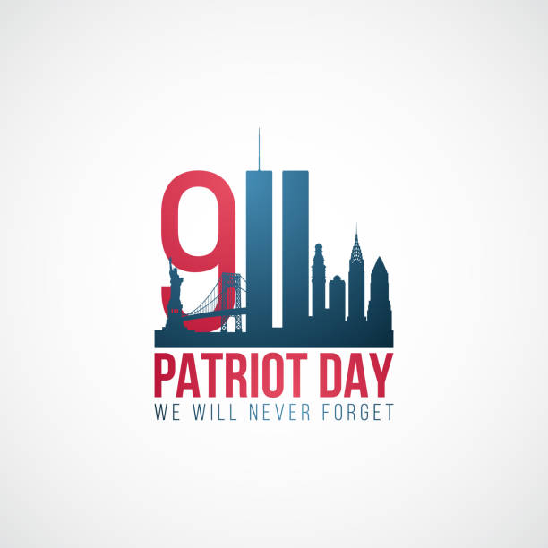 Twin Towers, 911. USA Patriot Day banner. World Trade Center. We will never forget. Stock vector illustration. Twin Towers, 911. USA Patriot Day banner. World Trade Center. We will never forget. Stock vector illustration. twin towers manhattan stock illustrations
