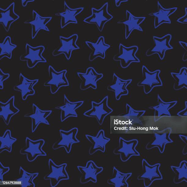 Pattern Star Blue Abstract Blue Star Abstract Brush Strokes Seamless Pattern Background Stock ...