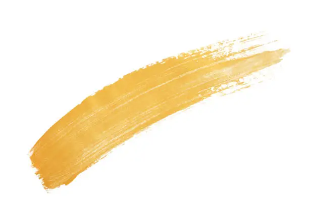 gold texture paint stain on white background