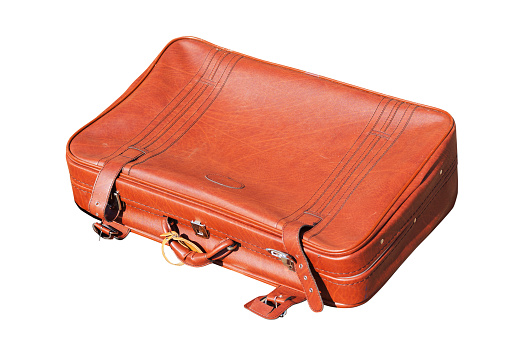 Isolated old brown suitcase