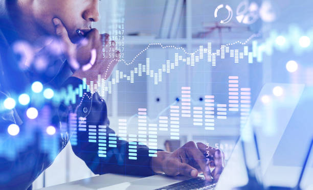 istock Pensive African man in office, financial chart 1264808167