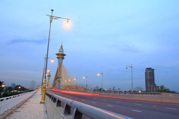 istock Night photo Bridge over the Chao Phraya River, Thailand 1264811398