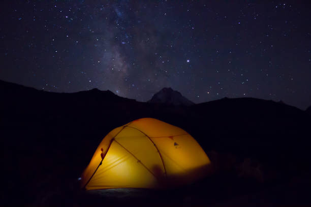 istock Tent under the stars in the mountains 1264812302