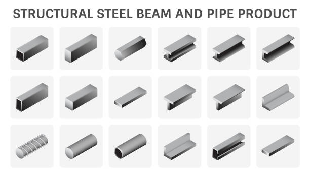 illustrazioni stock, clip art, cartoni animati e icone di tendenza di design dell'icona del vettore del prodotto in acciaio strutturale e del tubo. - steel cut