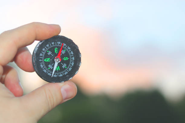 istock classic compass in hand on natural background 1264816275