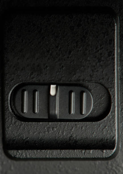 istock Metal black switch with relief lines 1264818894