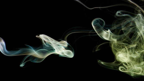 istock Abstract green smoke curve background 1264818900