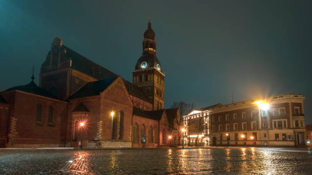 istock Lutheran Riga Dome Cathedral Latvia at night 1264821093