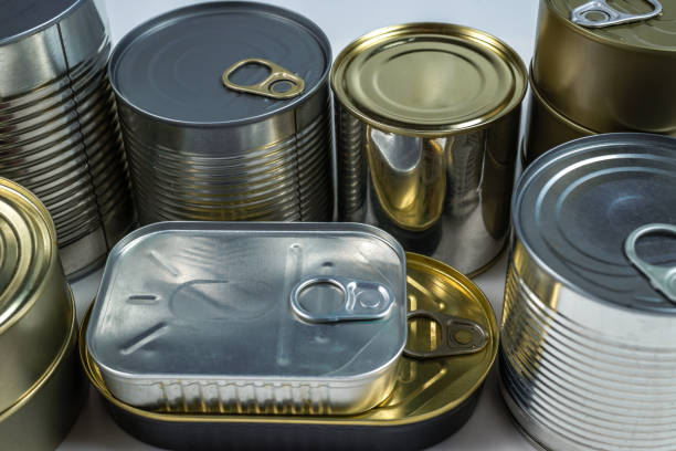 istock Mix of cans isolated on white background. 1264828654