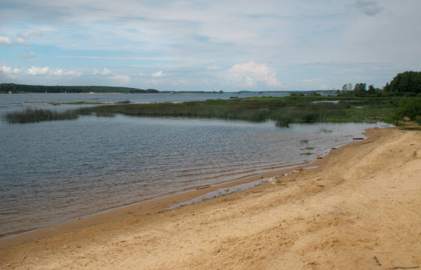 istock Sandy river bank. Landscape overlooking the river. River beach. 1264829860
