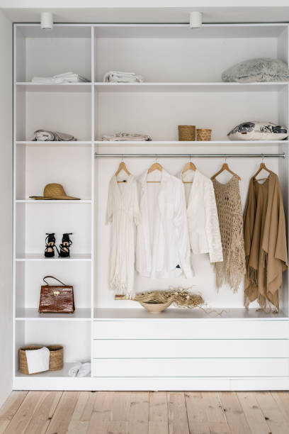istock Modern and open garderobe in dressing room 1264831094