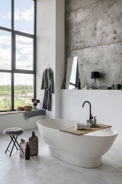 istock Modern house with contemporary interior in white bathroom 1264831144