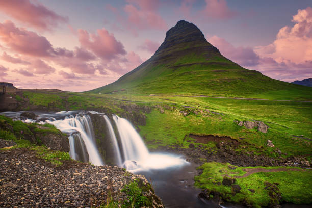 istock Kirkjufell mountain and waterfall 1264831149