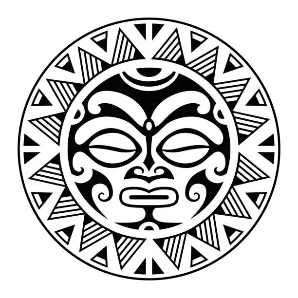 Vector illustration of Round tattoo ornament maori style.