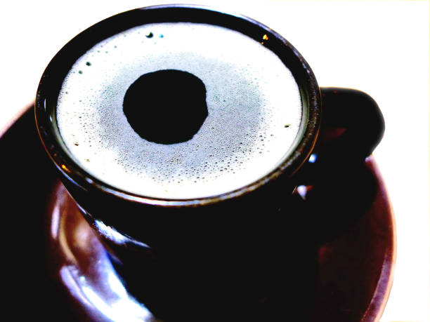 Brown mug of hot coffee on the table 3
