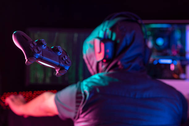istock Young man playing videogames with different facial expressions 1264846689