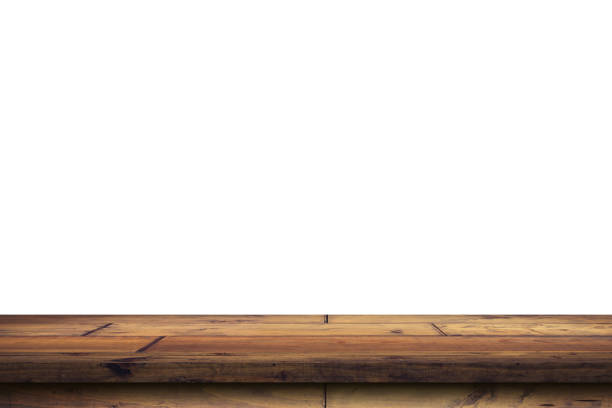 istock Empty wood table on isolate white background and display montage with copy space for product. 1264848230