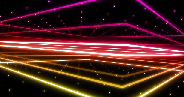 istock Neon Tube illumination Colorful line Ring Space abstract 3D illustration background 1264849494