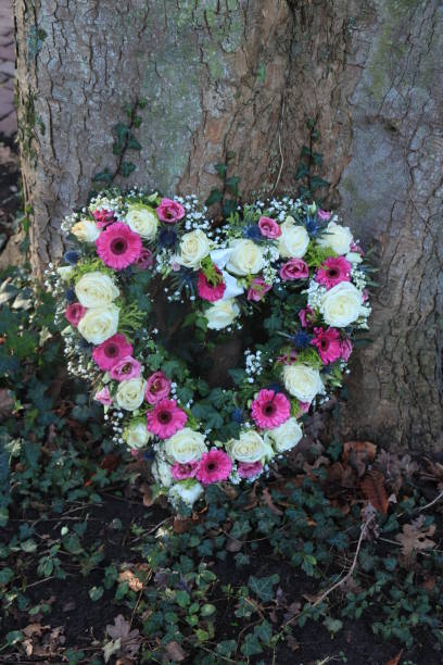 istock Heart shaped sympathy flowers 1264849715