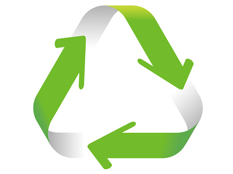 Vector illustration of a three-dimensional recycling symbol
