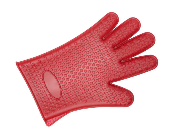 guanto caldo in silicone isolato su bianco. - rubber sports glove equipment isolated foto e immagini stock