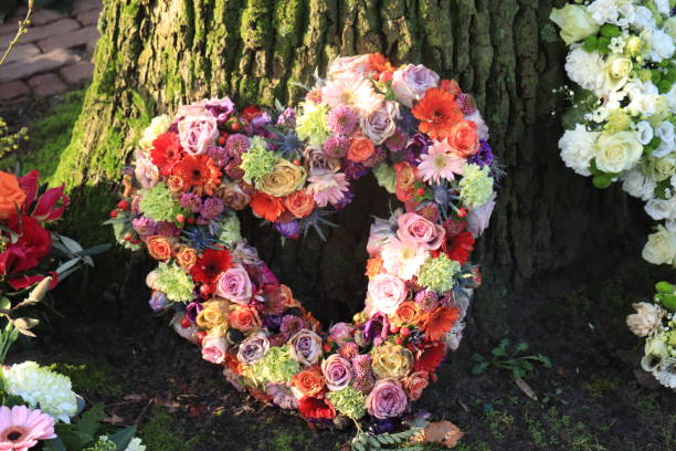 istock Heart shaped sympathy flowers 1264855373