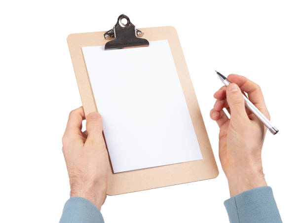 istock Wooden clipboard isolated on white background, clipping paths in 1264857510