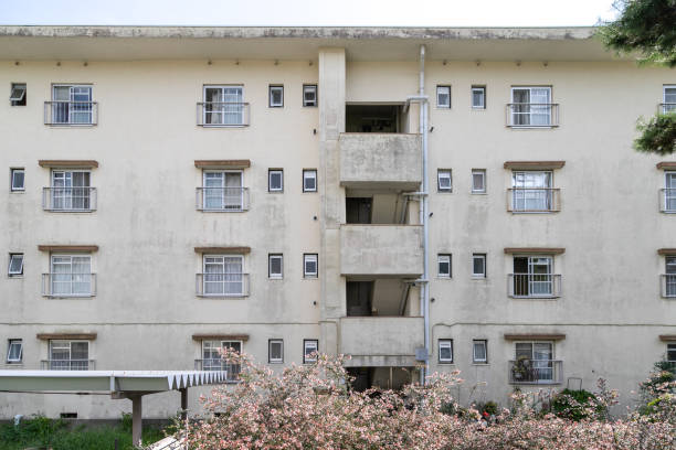 1960s old housing complex, Funabashi, Chiba, Japan stock photo