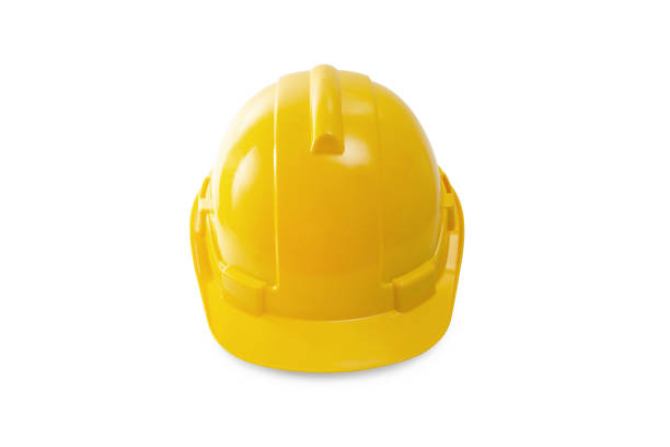 istock yellow hard hat - safety helmet on white 1264860055