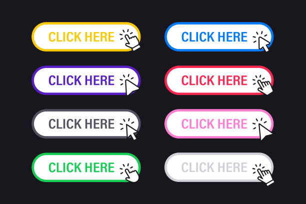 Click Here Button with Click cursor. Set for button website design. Click button. Modern action button with mouse click symbol. Computer mouse click cursor or Hand pointer symbol Click Here Button with Click cursor. Set for button website design. Click button. Modern action button with mouse click symbol. Computer mouse click cursor or Hand pointer symbol 1528 stock illustrations