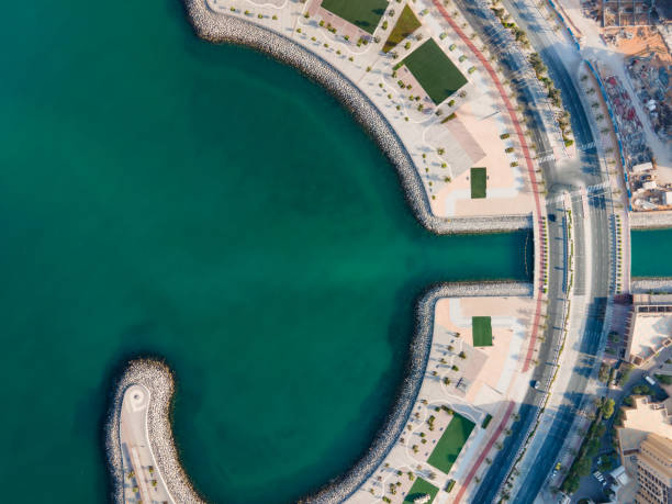 Peaceful boardwalk by the seaside on Marjan Island in Ras al Khaimah