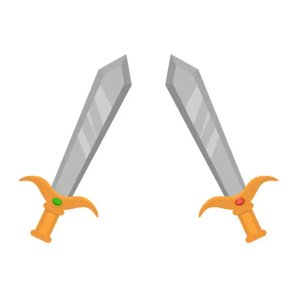 Vector illustration of Cartoon metal swords on white background.