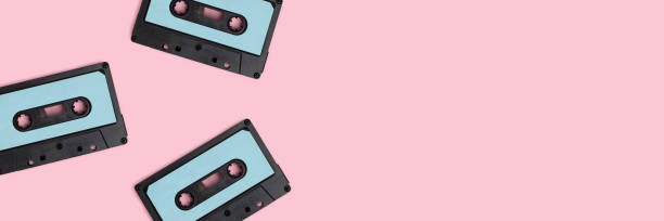 istock Cassette tapes on a pink pastel background. 1264866164