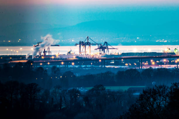 View of Avonmouth industrial port in bristol