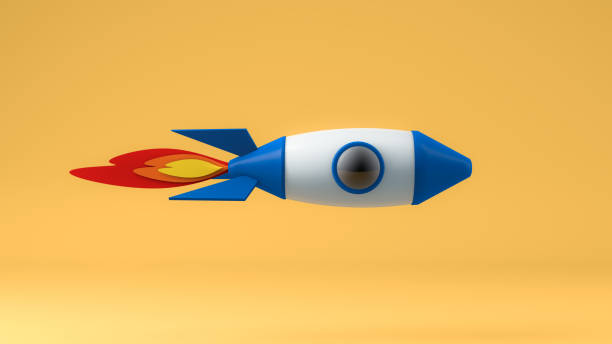 primo passo del razzo dei cartoni animati volanti - velocità illustrazioni foto e immagini stock