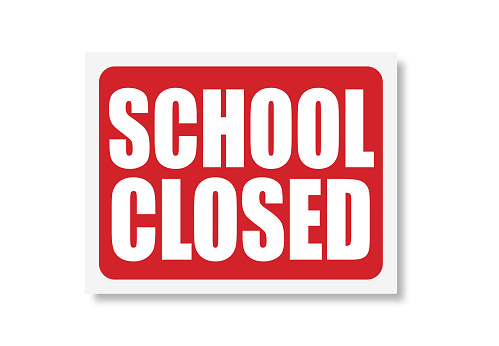 School Closed sign on white background