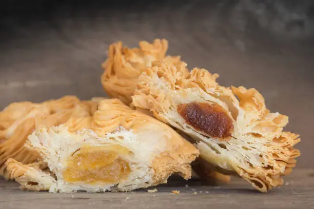 fried puff pastry cakes, filled with sweet potato and quince paste. Traditional Argentine dessert