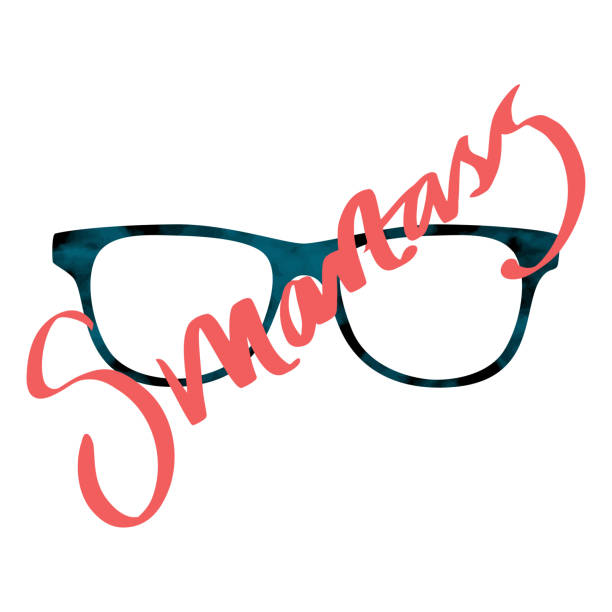 ilustraciones, imágenes clip art, dibujos animados e iconos de stock de texto smartass en gafas pintadas - smartass