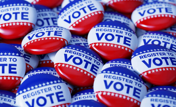 istock Register To Vote Written Badges 1264886587