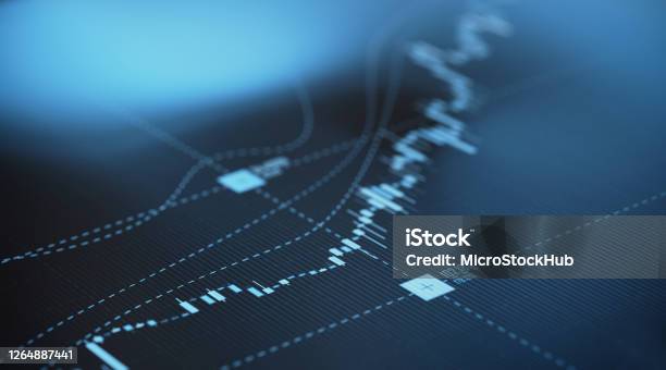 Blue Financial Graph Background Stock Market And Finance Concept Stock Photo - Download Image Now