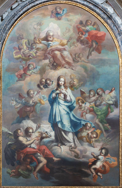 catania - il dipinto dell'immacolata concezione nella chiesa chiesa di san benedetto di sebastiano lo monaco (1750 - 1800). - 1750 foto e immagini stock