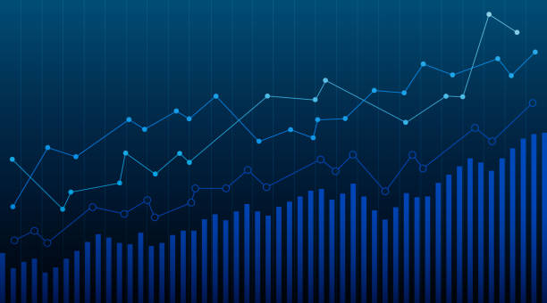 illustrations, cliparts, dessins animés et icônes de graphique financier abstrait avec un graphique de ligne de tendance haussière - performance improvement graph growth