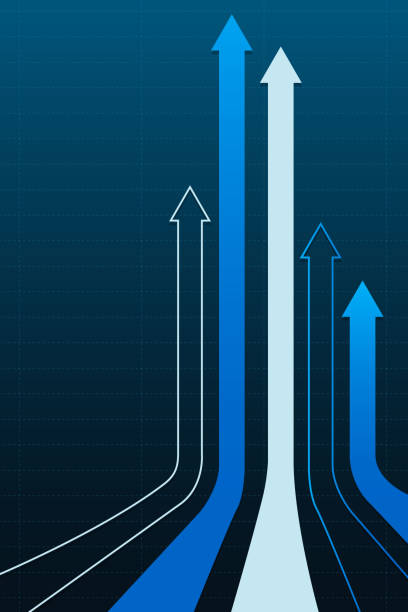 Arrows going up - competition concept The concept of leadership. Group of arrows moving upwards. Vector illustration moving up stock illustrations