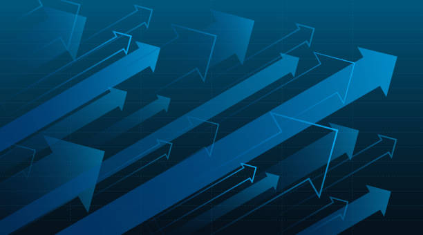 Financial arrow graphs Abstract financial graph with uptrend line and arrows in the stock market. The concept of success. Vector illustration. growth concept stock illustrations
