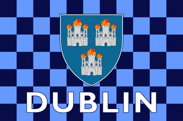 Vector illustration of Flag of City Dublin of Ireland