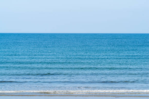 istock Sandy beach, waves crashing and horizon 1264902008
