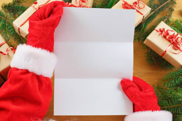 istock Santa Claus holding an empty wish list in his hands 1264911330