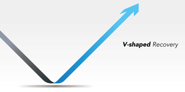 v자형 복구 화살표 벡터 일러스트레이션 - three dimensional yellow three dimensional shape luck stock illustrations