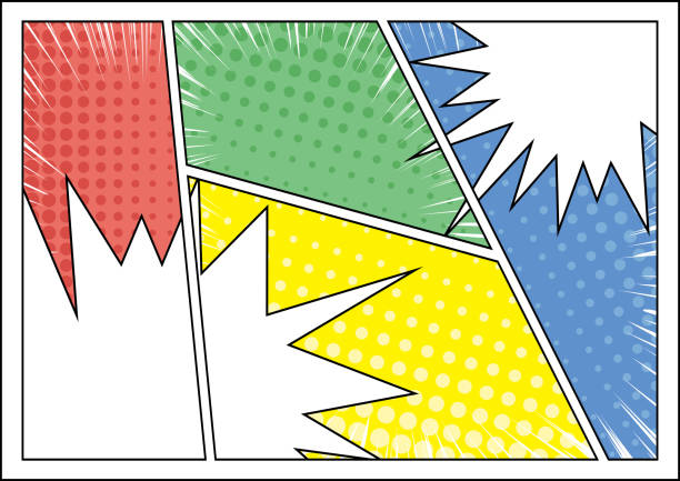 만화 스트립 프레임, 패널 레이아웃 및 음성 거품 - split screen stock illustrations