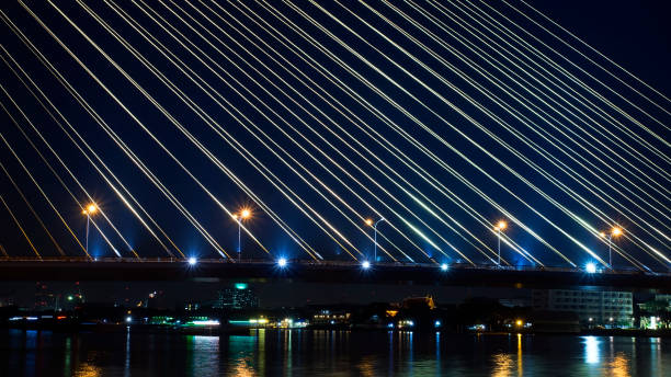 istock close up of suspension bridge at night 1264919021